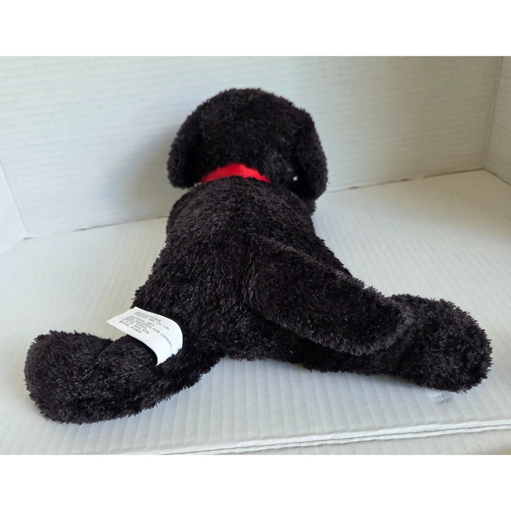 Yangjee Stuffed Plush Black Puppy Dog Red Collar Floppy Soft Beanbag 12" Vintage - Picture 5 of 12